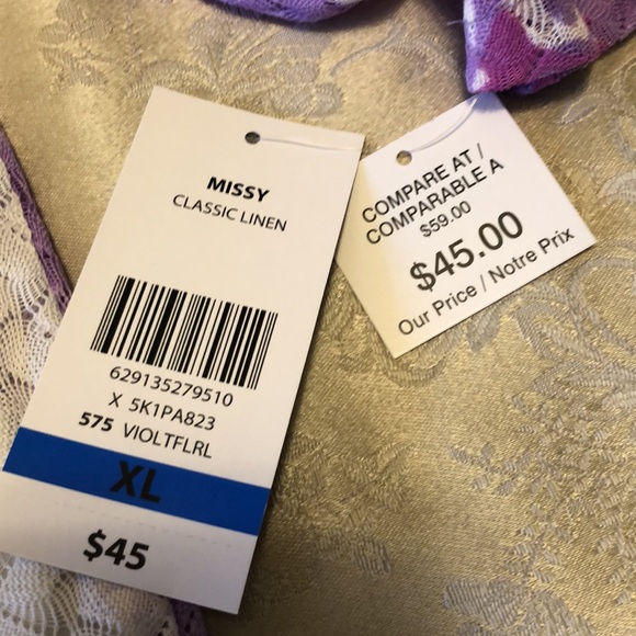 ALIA NWT XL 3/4 SLEEVE VIOLET/MAUVE/PINK/WHITE LACY SHEER TOP LINED CASUAL #040 - Picture 4 of 13